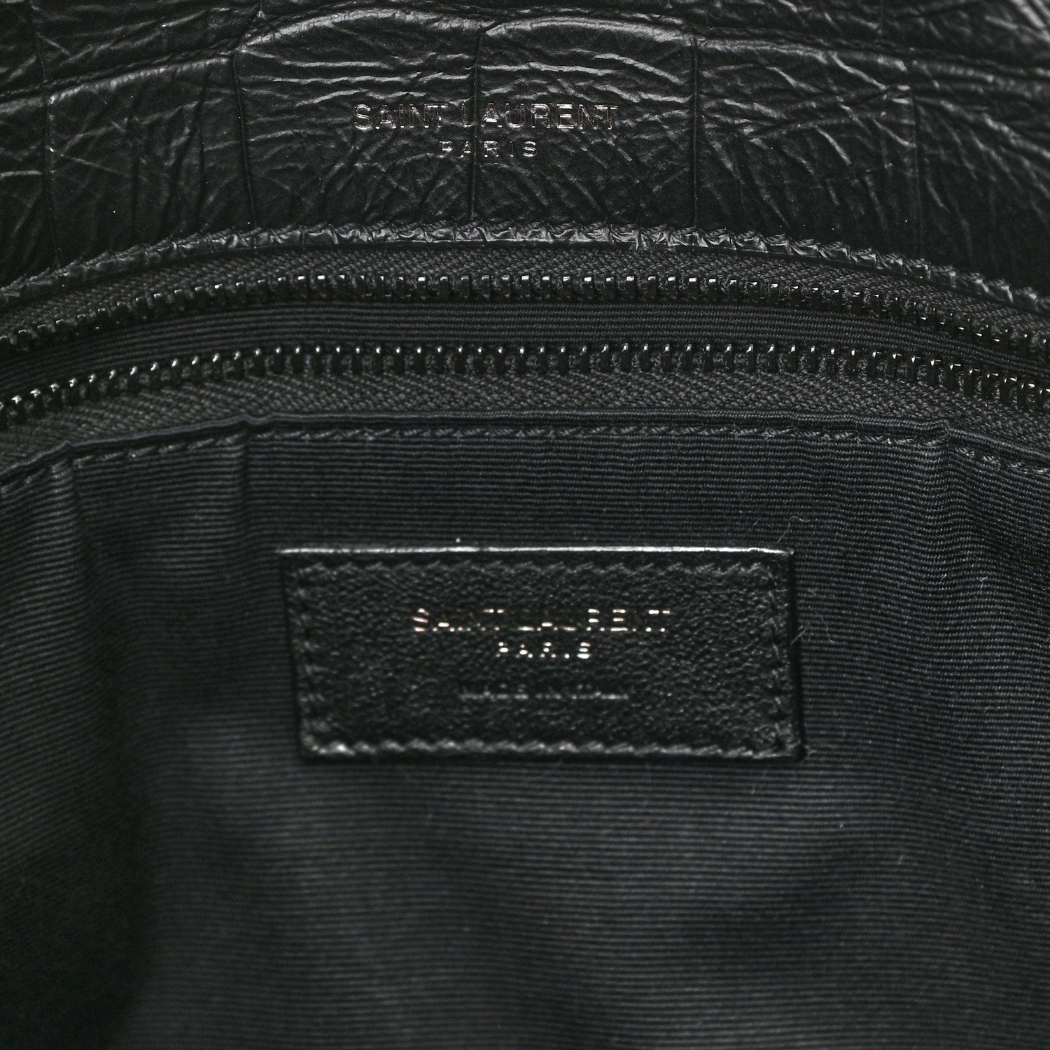 Saint Laurent Crocodile Embossed Lambskin Monogram Medium Niki Chain Satchel Black 6 of 9