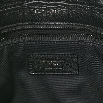 Saint Laurent Crocodile Embossed Lambskin Monogram Medium Niki Chain Satchel Black 6 of 9
