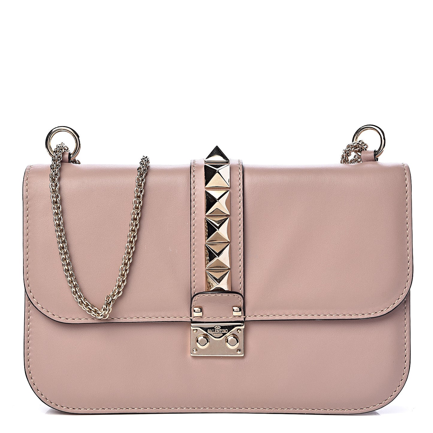 Vitello Medium Glam Lock Rockstud Flap Poudre
