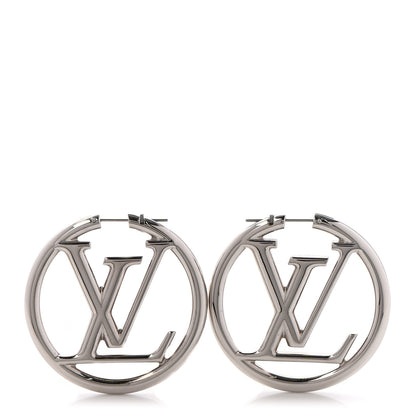 Louis Vuitton Palladium Louise Hoop Earrings Silver 1 of 5