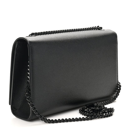 Saint Laurent Grain De Poudre Medium Classic Monogram Monochrome Kate Satchel Black 3 of 10