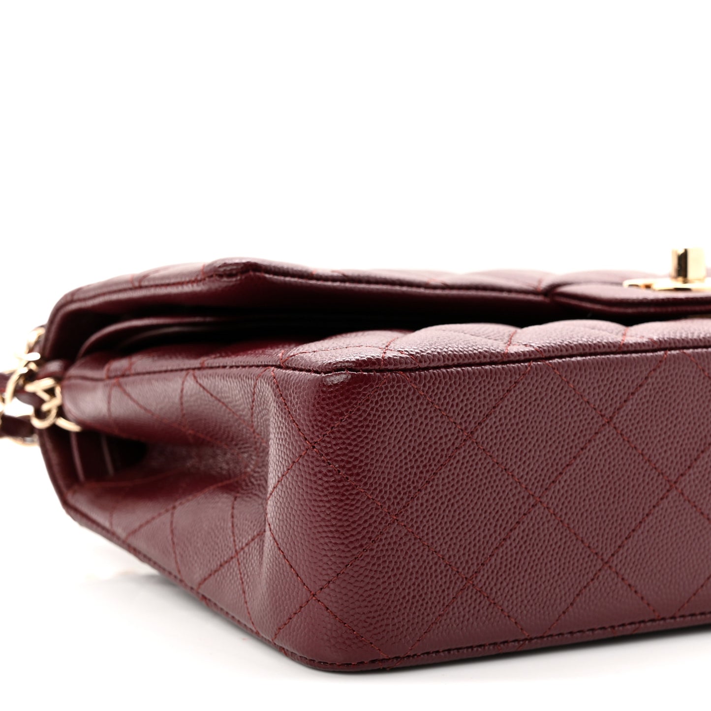 Caviar Quilted Medium Double Flap Burgundy
