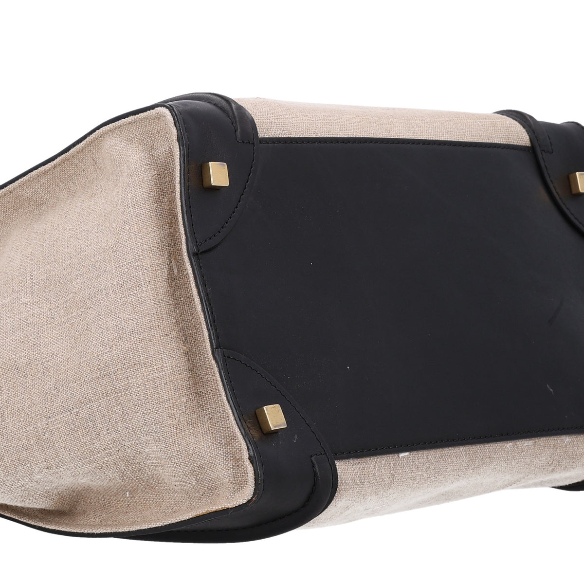 Celine Smooth Calfskin Linen Tricolor Mini Luggage Black Khaki Navy 9 of 10