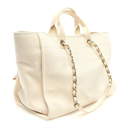 Chanel Mixed Fibers Calfskin Medium Deauville Tote Light Beige 4 of 13