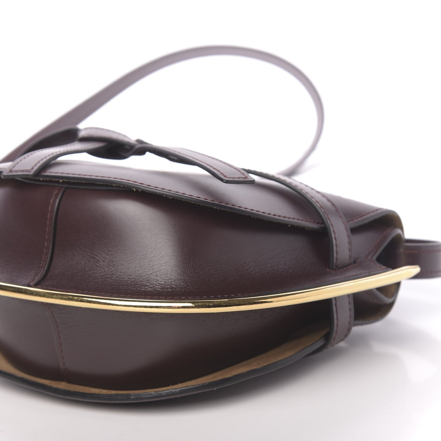 Calfskin Small Metal Gate Crossbody Bag Oxblood