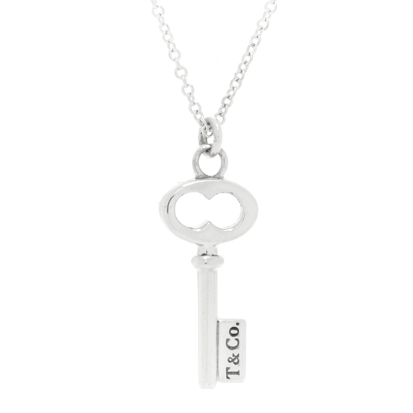 Sterling Silver Mini Oval Key Pendant Necklace