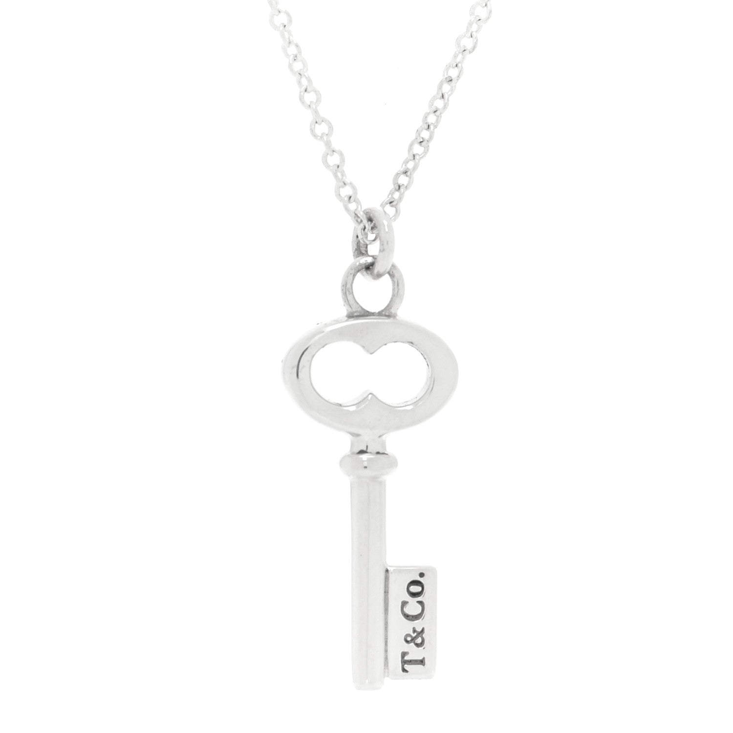 Tiffany Sterling Silver Mini Oval Key Pendant Necklace 4 of 5