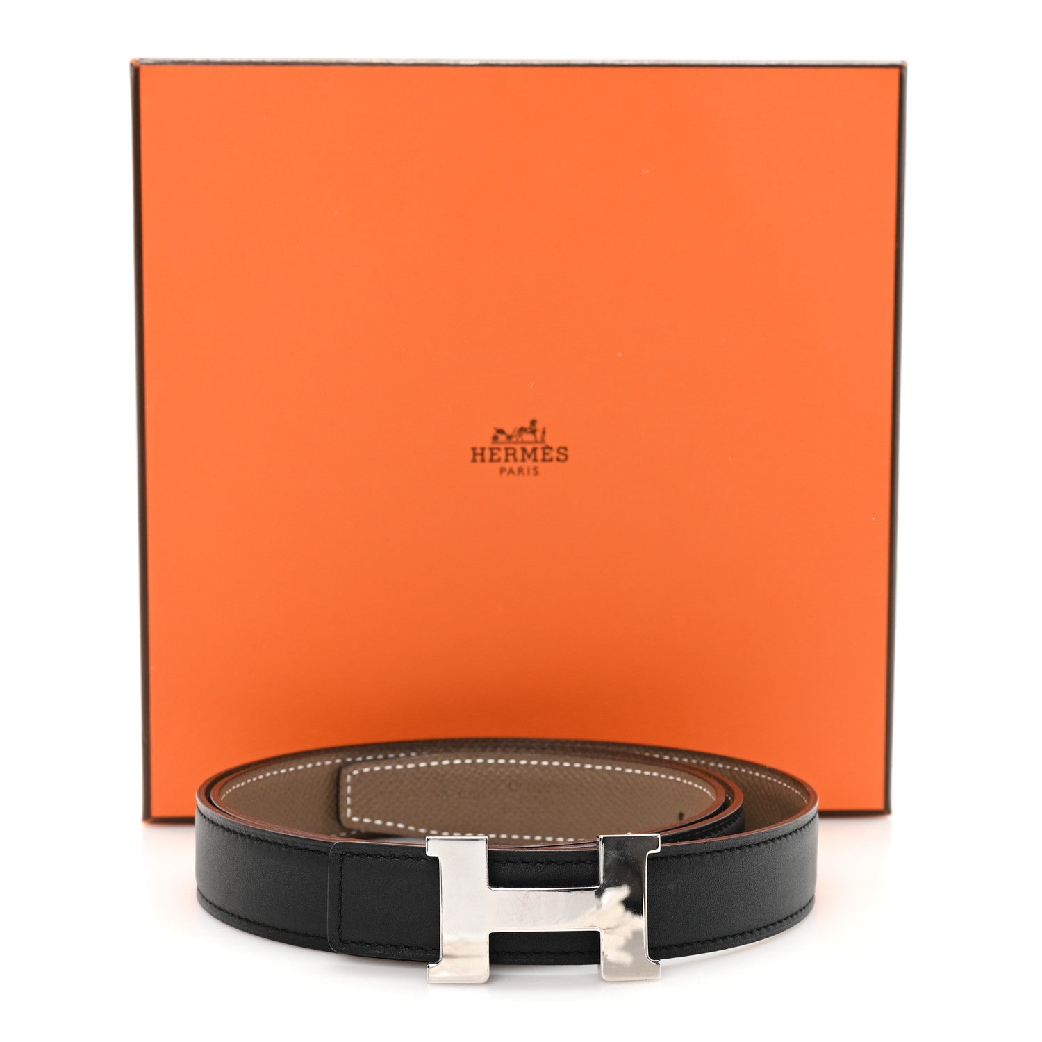 Hermes Swift Epsom 24mm Mini Constance H Belt 90 Black Etoupe 5 of 5