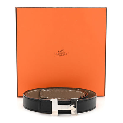 Hermes Swift Epsom 24mm Mini Constance H Belt 90 Black Etoupe 5 of 5