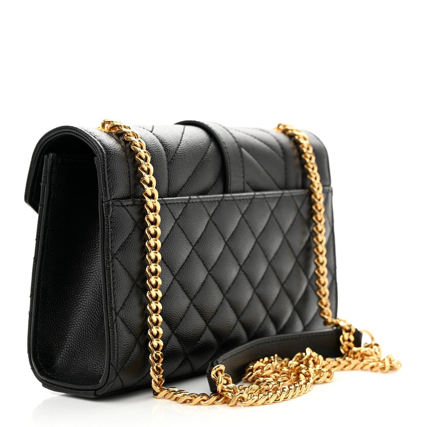 Grain De Poudre Textured Mixed Matelasse Triquilt Small Monogram Satchel Black