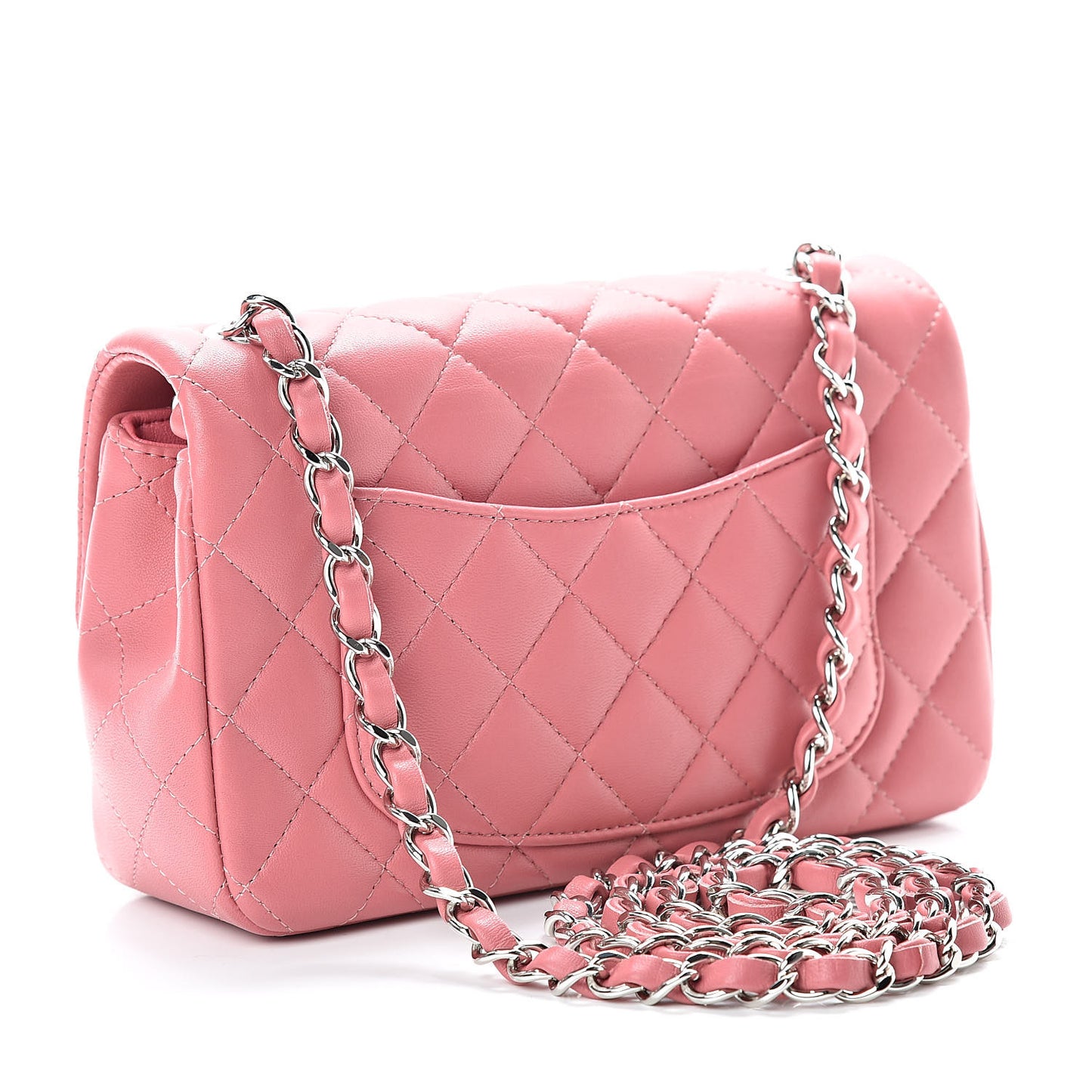 Lambskin Quilted Mini Rectangular Flap Pink