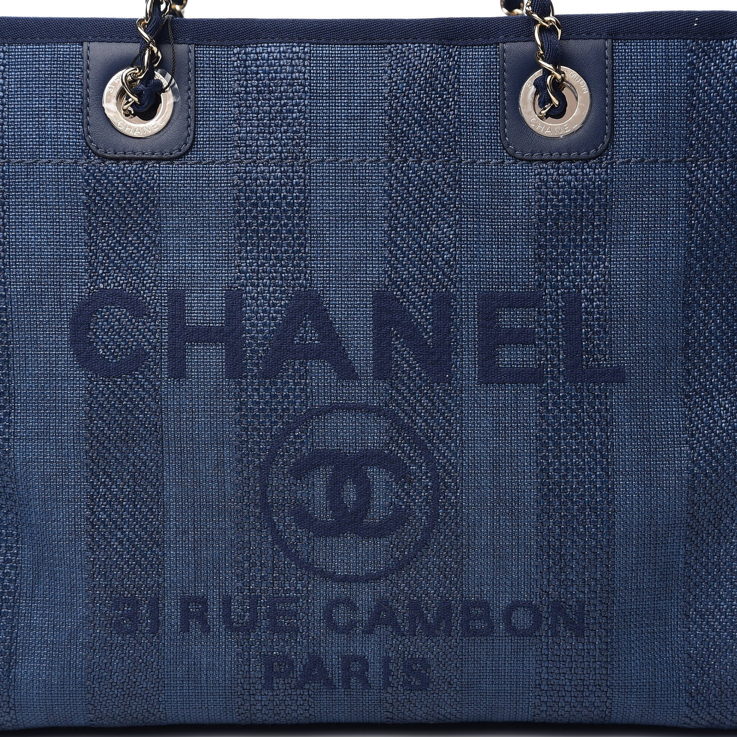 Chanel Mixed Fibers Striped Small Deauville Tote Navy Blue 9 of 9