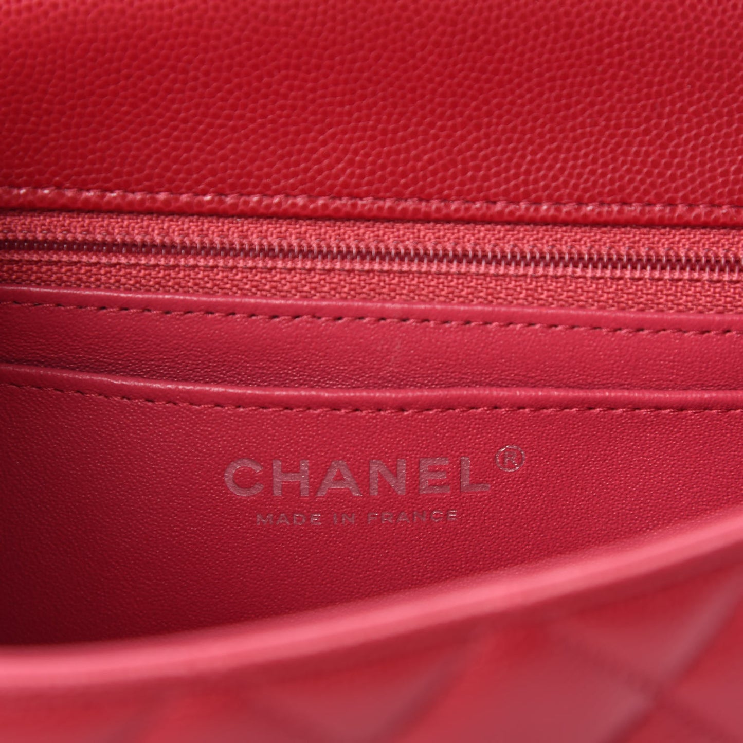 Caviar Quilted Mini Rectangular Flap Dark Pink