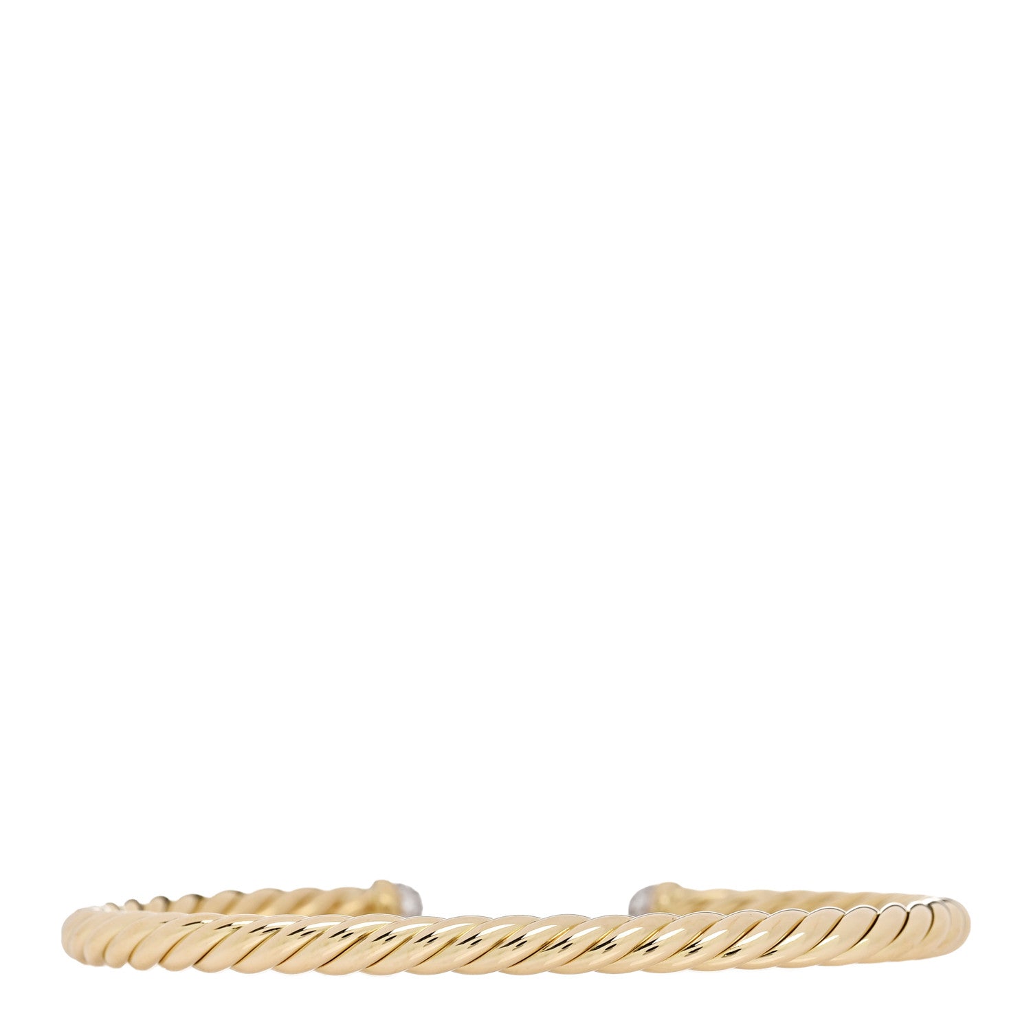 David Yurman 18K Yellow Gold Diamond 4mm Cable Flex Cuff Bracelet 2 of 4
