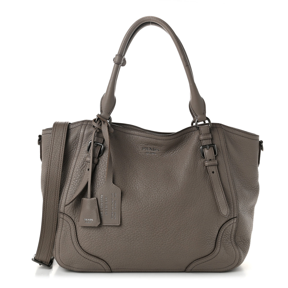 Vitello Daino Large Tote Bag Clay Grey