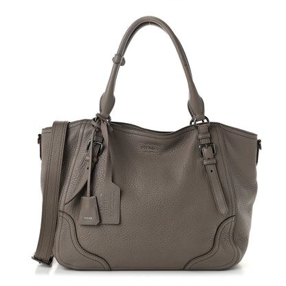 Prada Vitello Daino Large Tote Bag Clay Grey 1 of 9