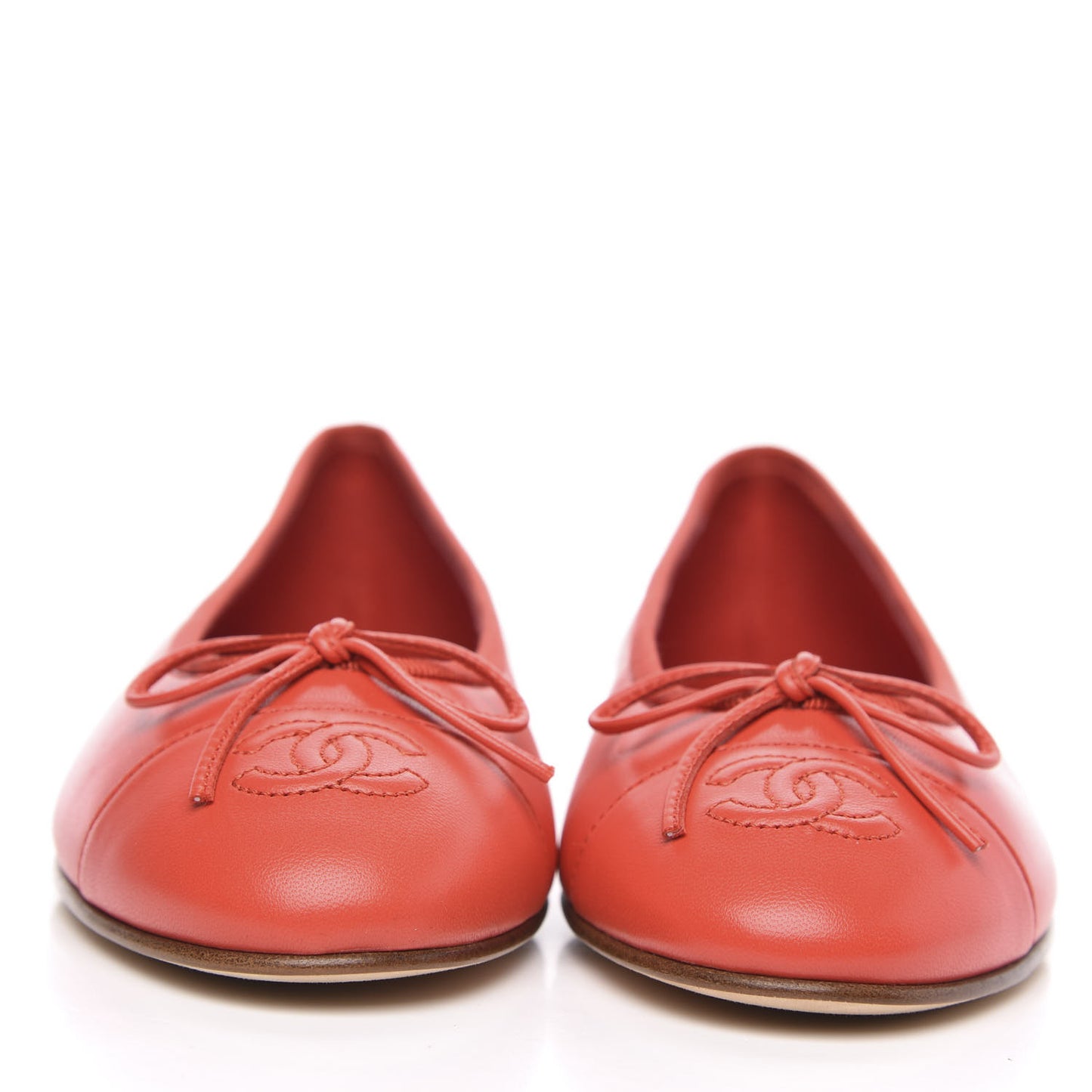 Lambskin Cap Toe Ballerina Flats 36.5 Coral