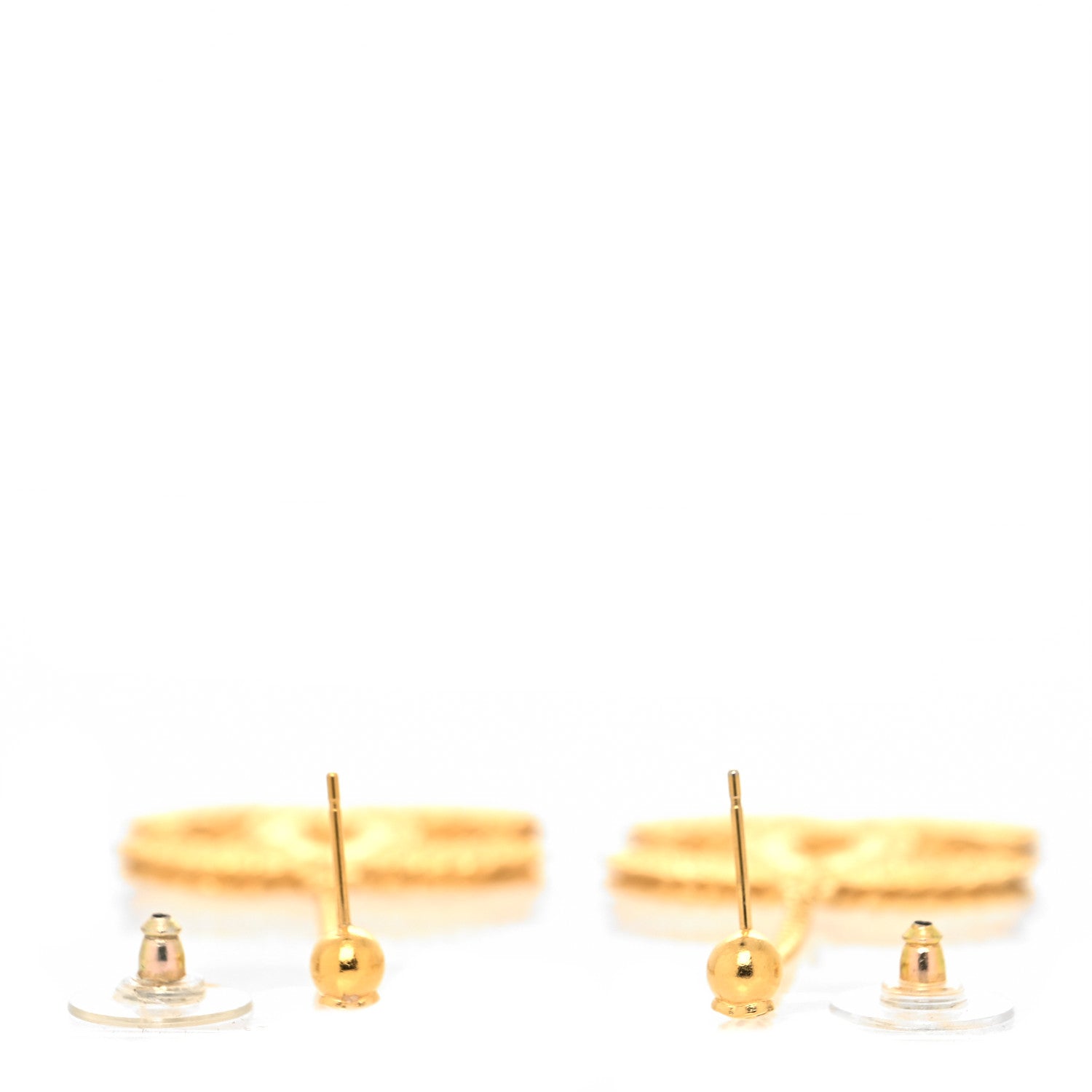 Chanel CC Drop Earrings Matte Gold 3 of 5