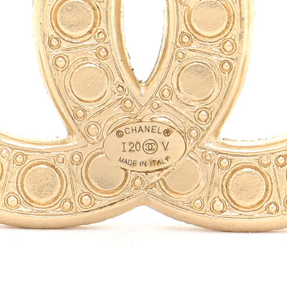 Chanel Metal Crystal Graduated Pearl CC Brooch Gold 4 of 5