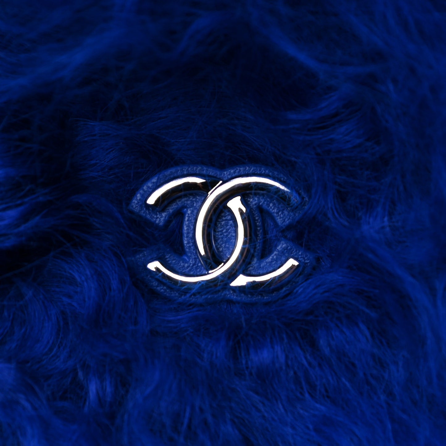 Shearling Lambskin CC Hook Card Holder Blue