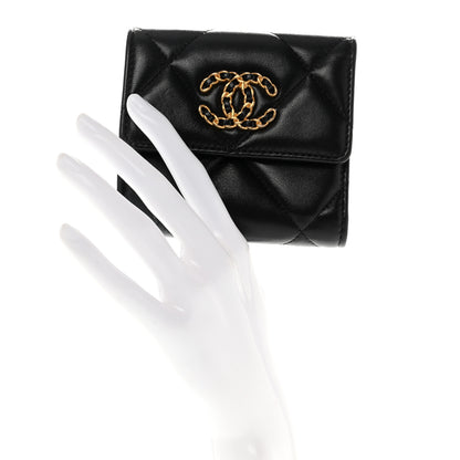 Chanel Lambskin Quilted Chanel 19 Small Flap Wallet Black 2 of 8