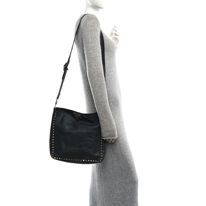 Valentino Garavani Vitello Calfskin Small Rockstud Flip-Lock Messenger Bag Black 2 of 11