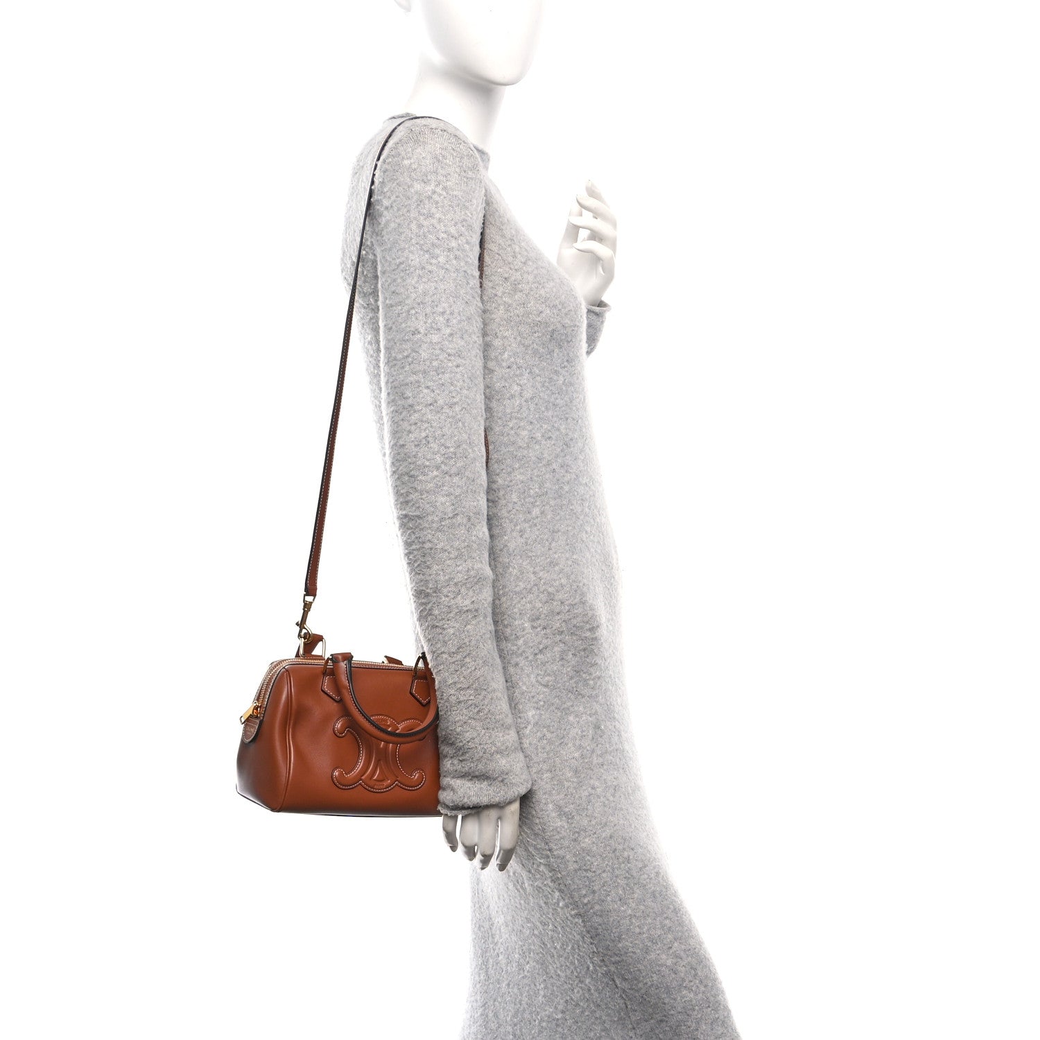 Celine Smooth Calfskin Triomphe Small Boston Bag Tan 2 of 11
