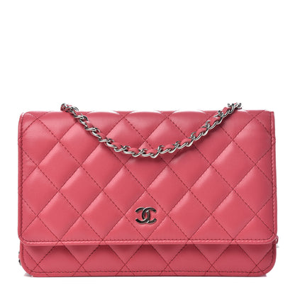 Chanel Lambskin Quilted Wallet On Chain WOC Pink 1 of 9