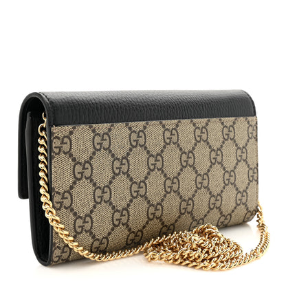 Gucci Dollar Calfskin GG Supreme Monogram Petite GG Marmont Wallet Chain Bag Black Beige Ebony 3 of 12