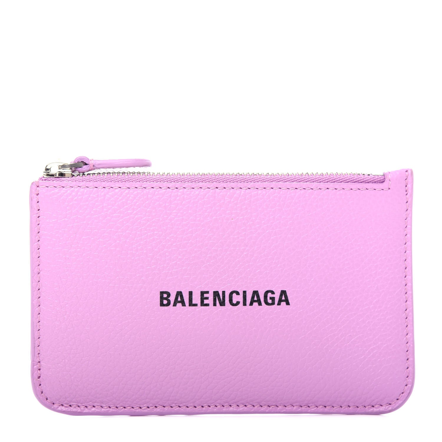 Balenciaga Grained Calfskin Logo Large Cash Long Coin Card Holder Lilac Black 1 of 8