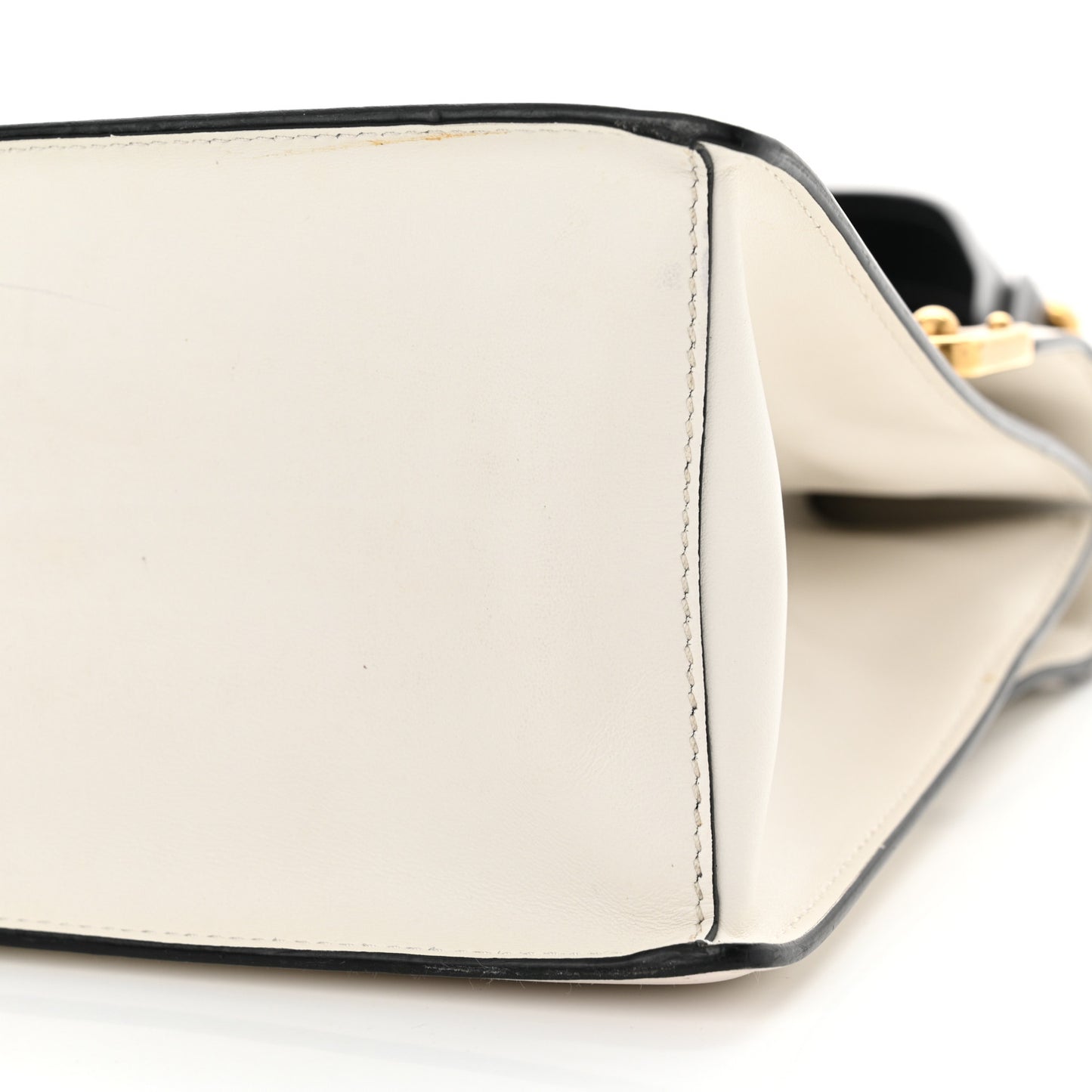 City Calfskin Saffiano Cahier Top Handle Bag White Black