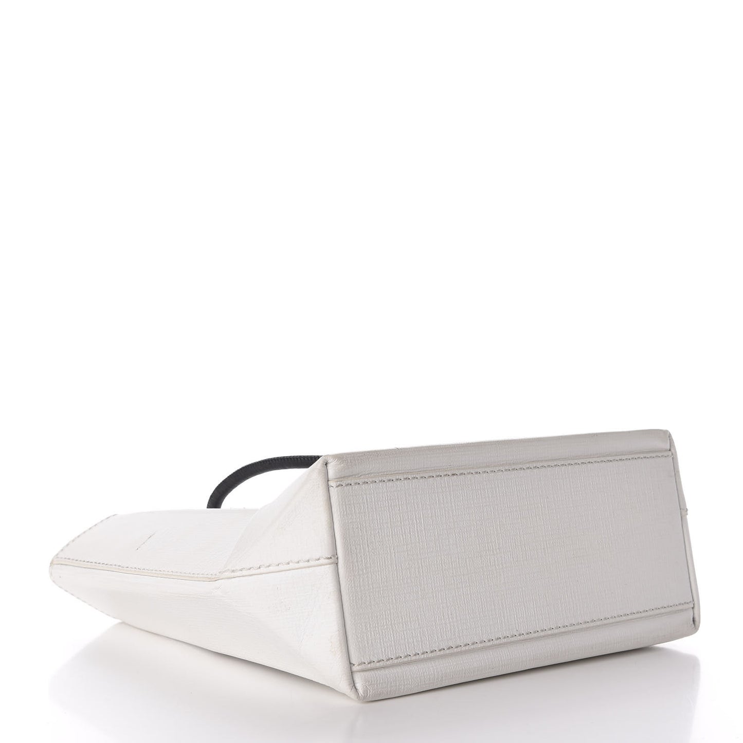 Squared Calfskin Logo Shopping Tote XXS White