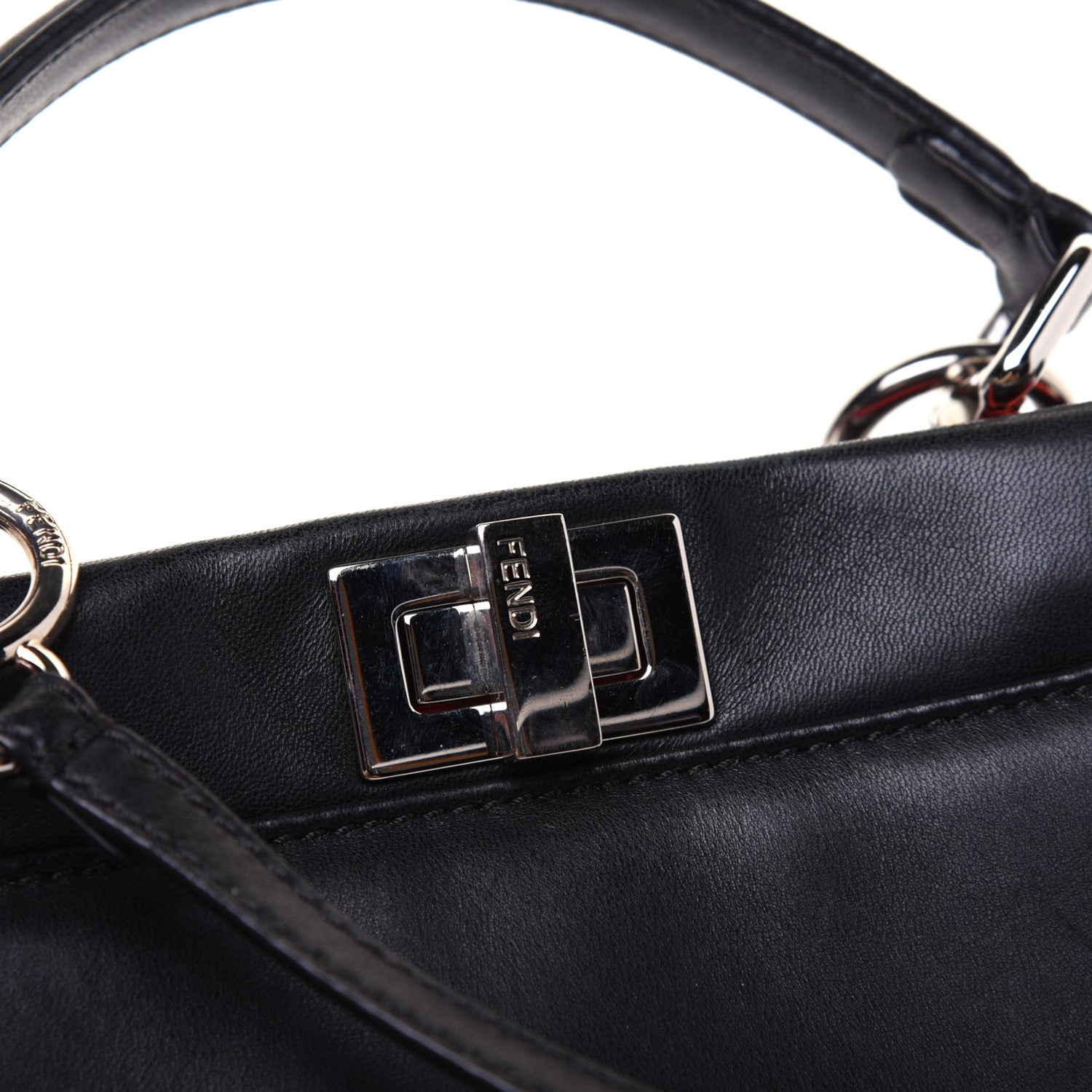 Fendi Nappa Karung Monster Eyes Mini Peekaboo Iconic Satchel Black Papavero 17 of 23