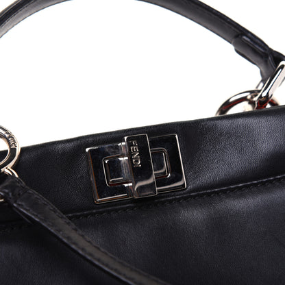 Fendi Nappa Karung Monster Eyes Mini Peekaboo Iconic Satchel Black Papavero 17 of 23