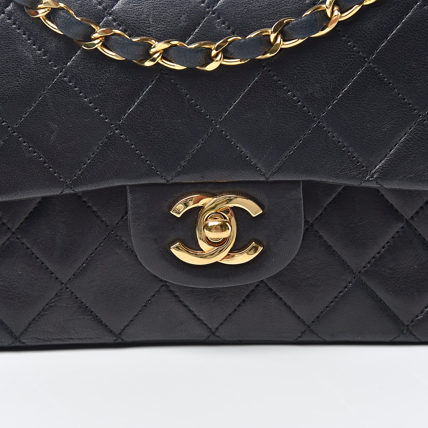 Lambskin Quilted Small Double Flap Black