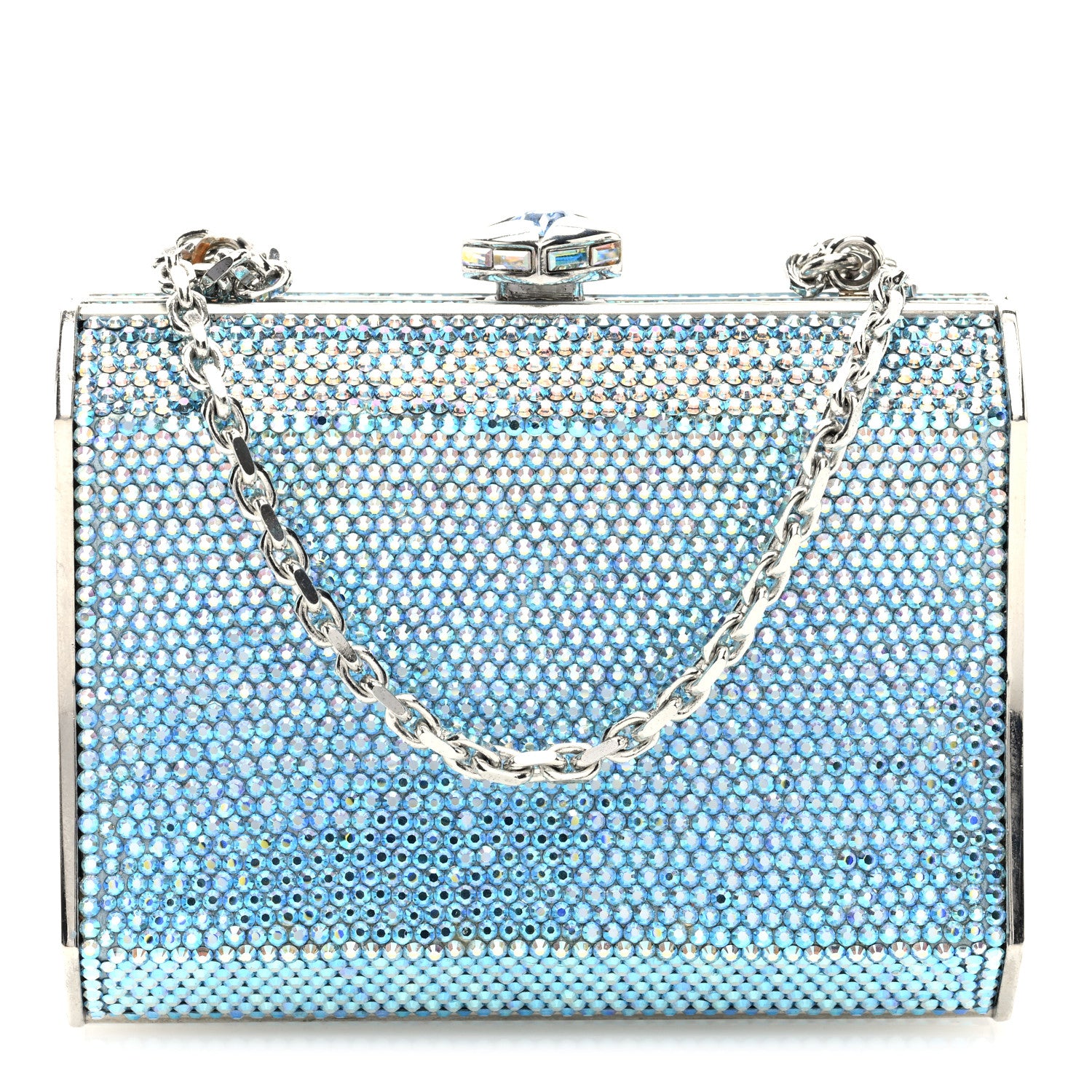 Judith Leiber Swarovski Crystal Minaudiere Clutch Blue 1 of 9