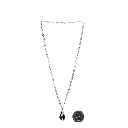 Tiffany 18K Yellow Gold Lapis Schlumberger Egg Charm Pendant Necklace 2 of 6