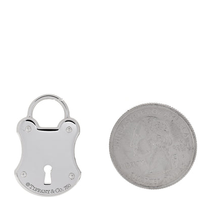 Tiffany 18K White Gold Diamond Emblem Lock Pendant 2 of 3