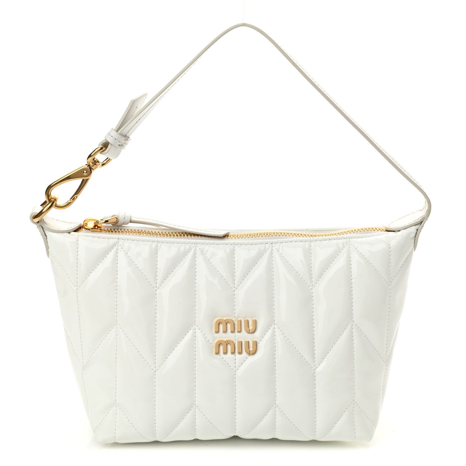 Miu Miu Iridescent Fabric Quilted Mini Spirit Ciré Bag White 1 of 10