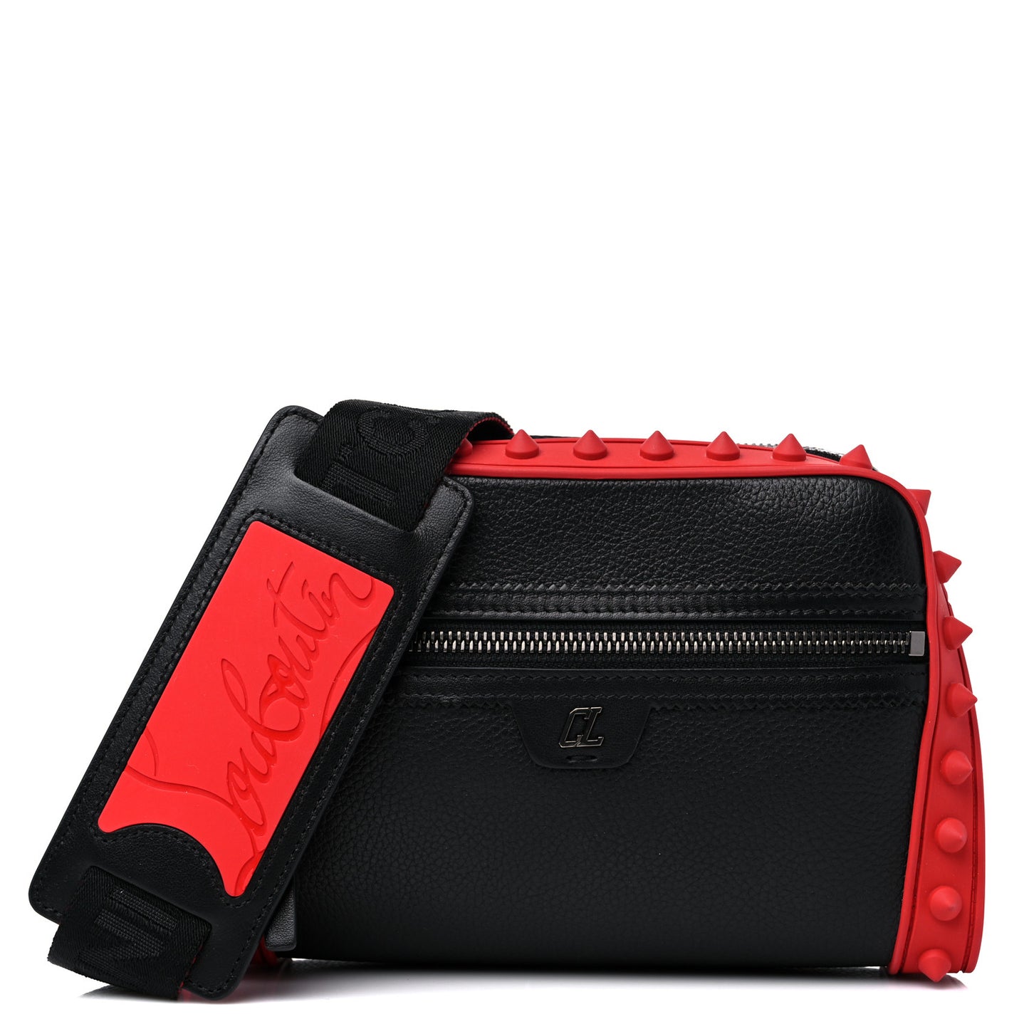 Empire Calfskin Gomme Spikes Loubitown Crossbody Loubi Black
