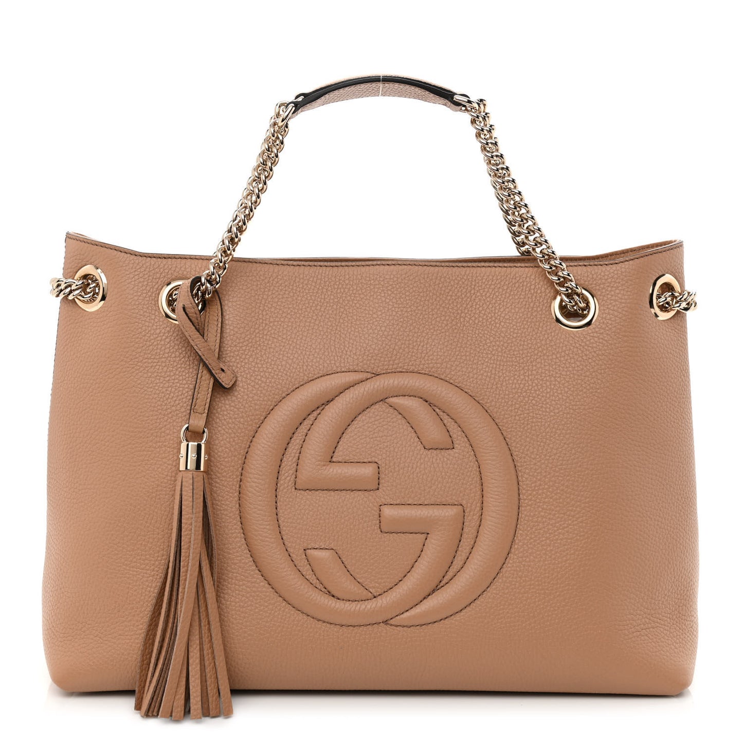 Pebbled Calfskin Medium Soho Chain Shoulder Bag Camelia