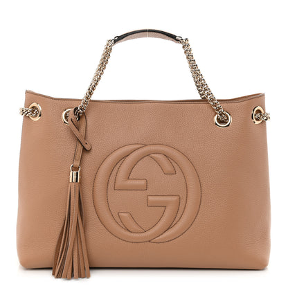 Gucci Pebbled Calfskin Medium Soho Chain Shoulder Bag Camelia 1 of 10