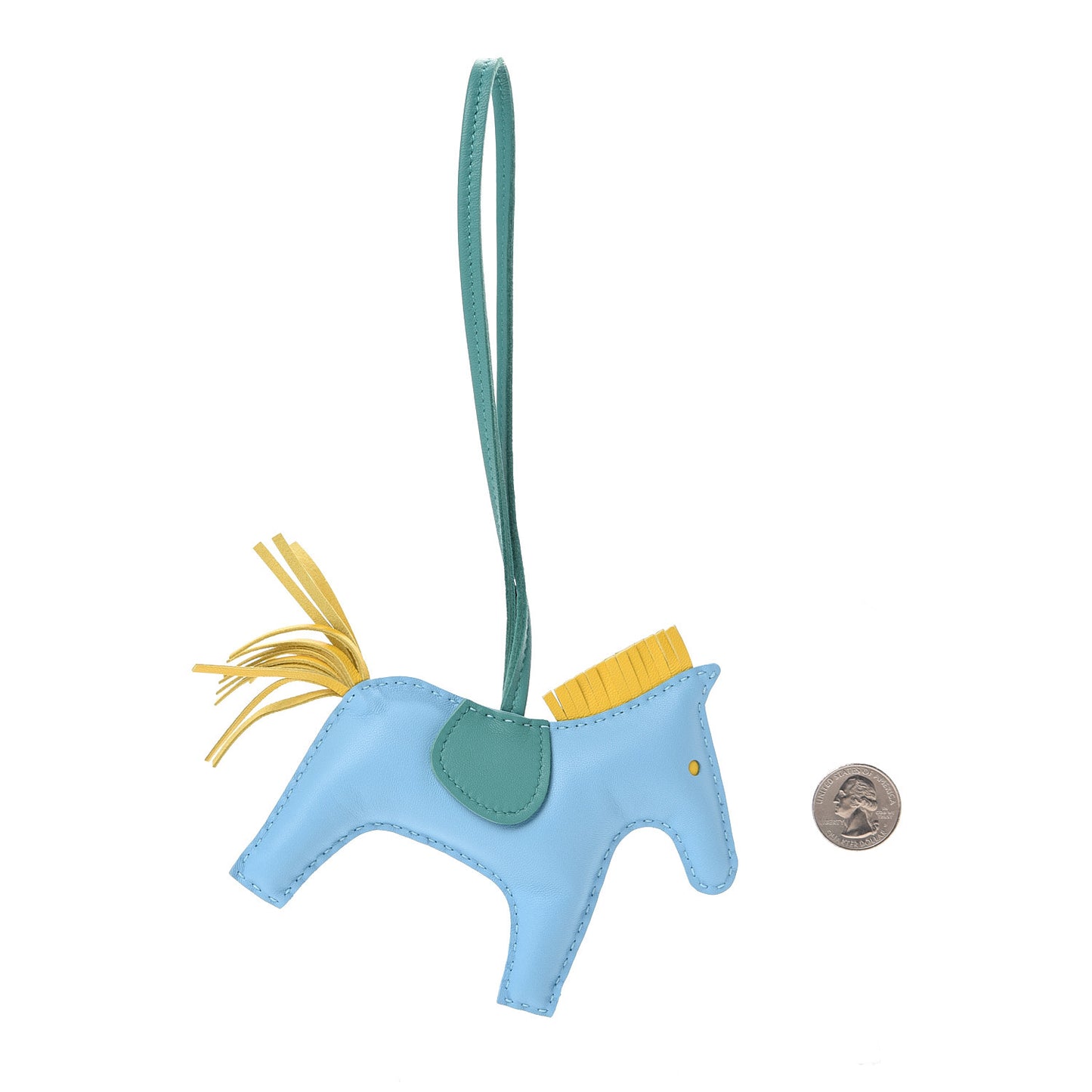 Milo Lambskin Grigri Rodeo Horse Bag Charm MM Celeste Jaune de Naples Vert Verone