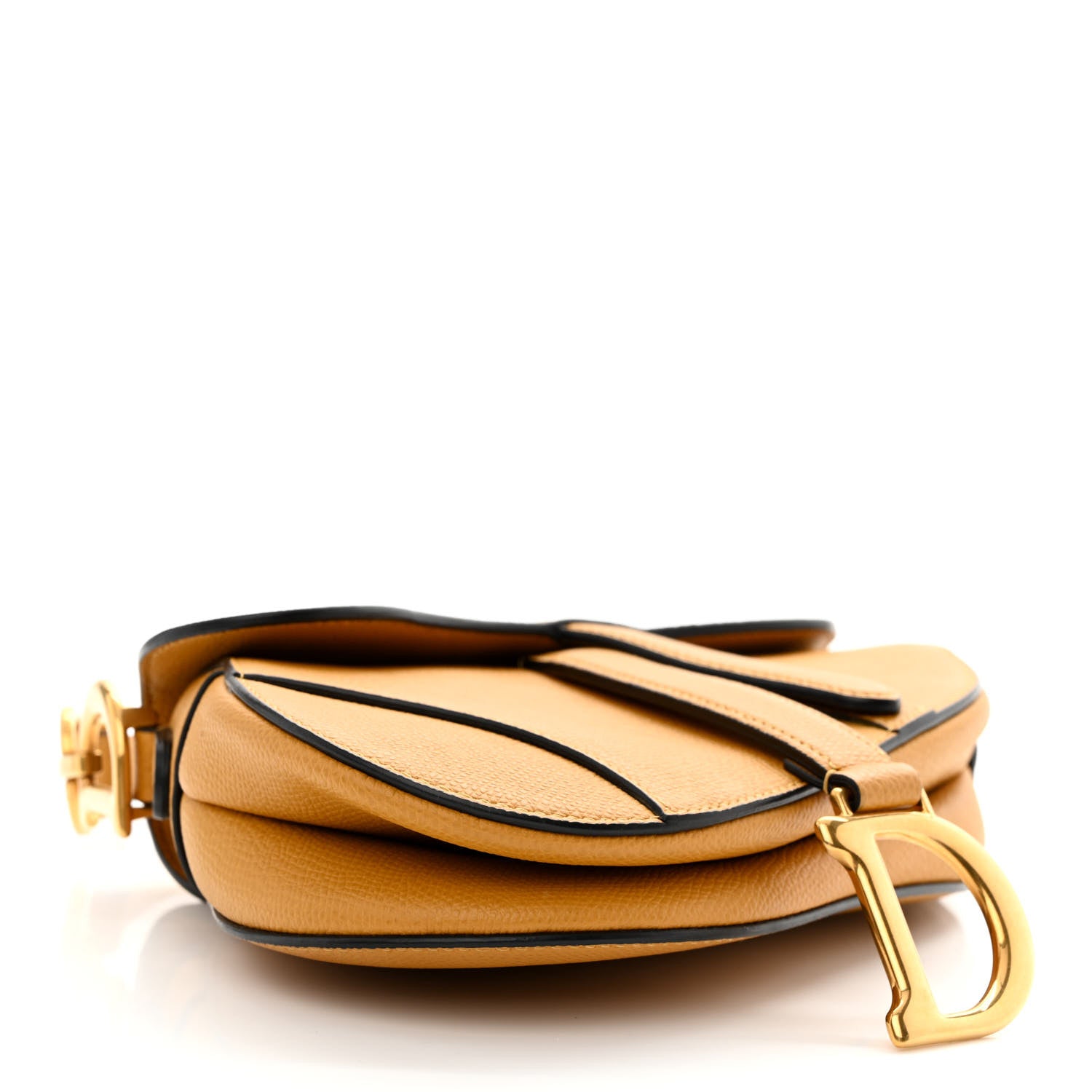 Christian Dior Grained Calfskin Mini Saddle Bag Dark Yellow 4 of 10