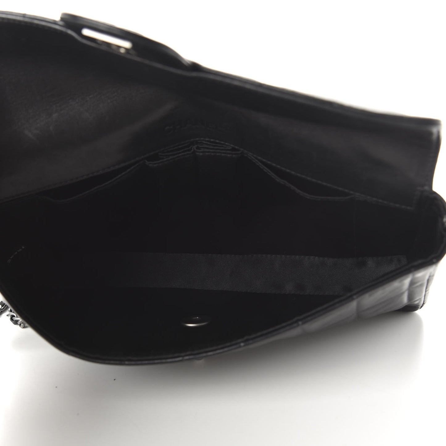 Lambskin East West Chocolate Bar Flap Black