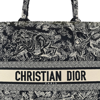 Christian Dior Canvas Embroidered Large Toile De Jouy Reverse Book Tote Blue 8 of 10
