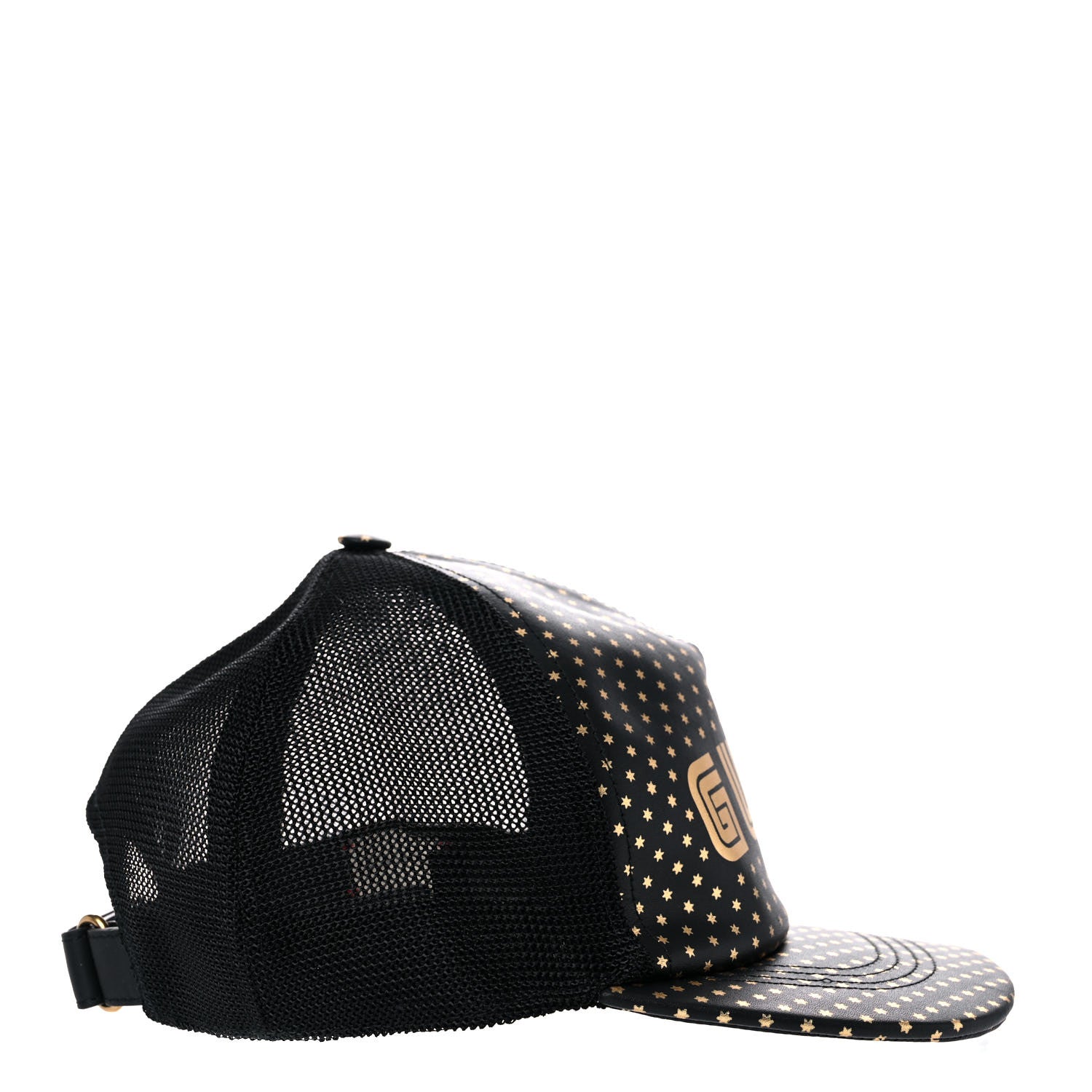 Gucci X SEGA Calfskin GUCCY Stars Baseball Hat M Black Gold 6 of 10