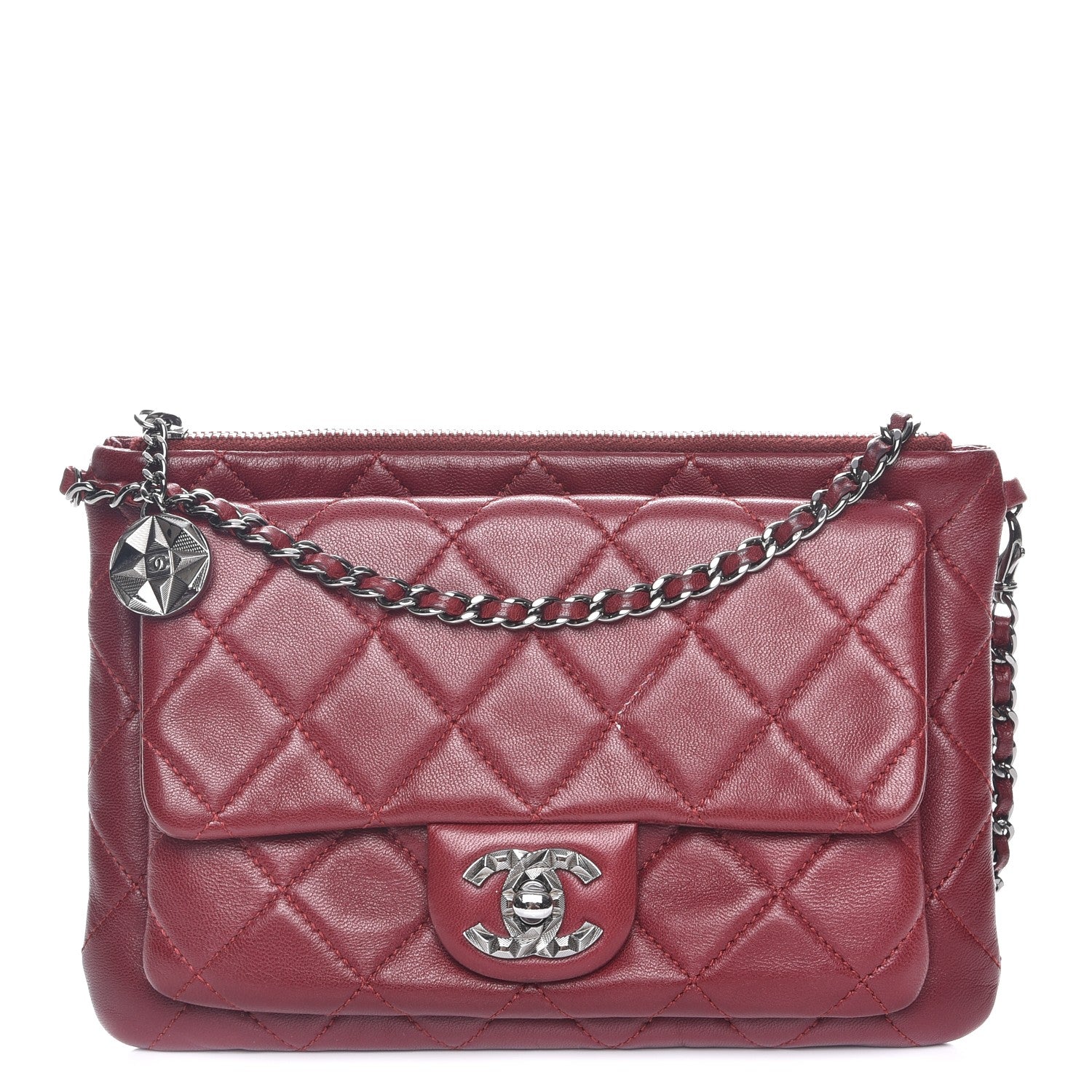 Chanel Lambskin Mineral Nights Flap Wristlet Dark Red 1 of 8