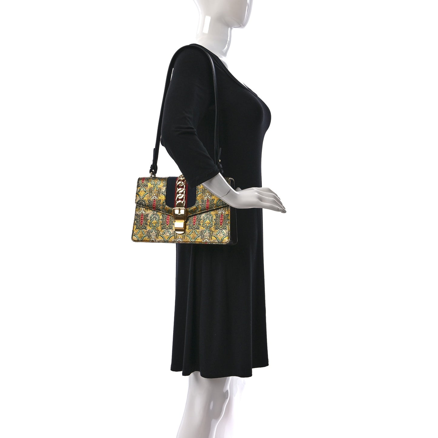Iridescent Brocade Small Sylvie Shoulder Bag Gold