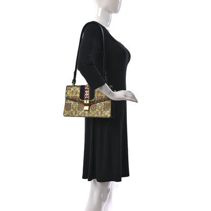 Gucci Iridescent Brocade Small Sylvie Shoulder Bag Gold 2 of 9